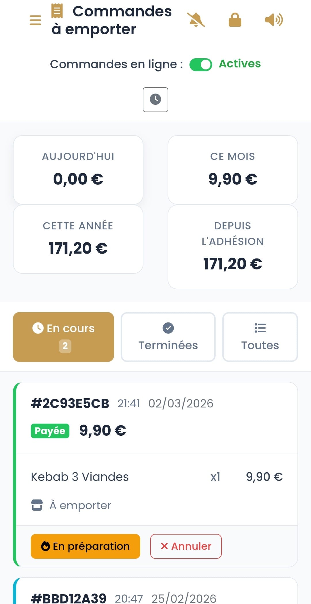 Commandes en temps réel