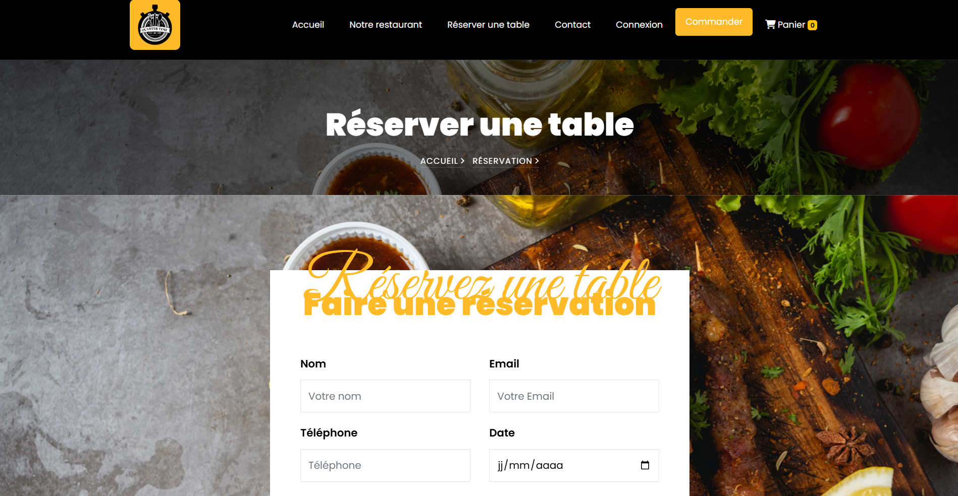 Syst&egrave;me de r&eacute;servation en ligne restaurant